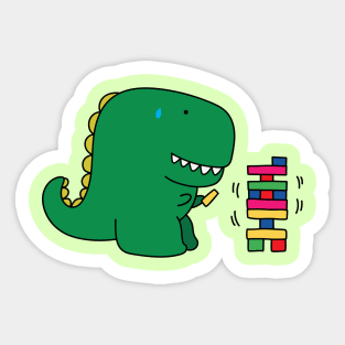 cute monster playing jenga Sticker